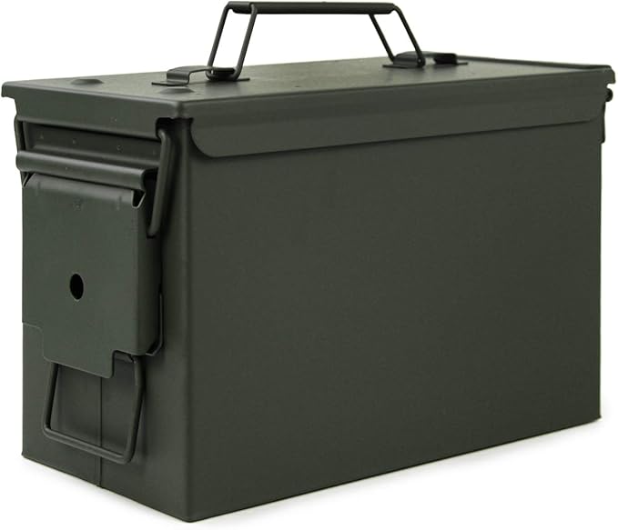 GUGULUZA Metal Ammo Can 30/50 Cal, Lockable Bullet Storage Case, Waterproof & by GUGULUZA