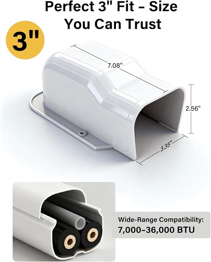 3'' Wall Entry Cover for Ac Lines, Mini Split Lineset Cover for Ductless Air - Image 4