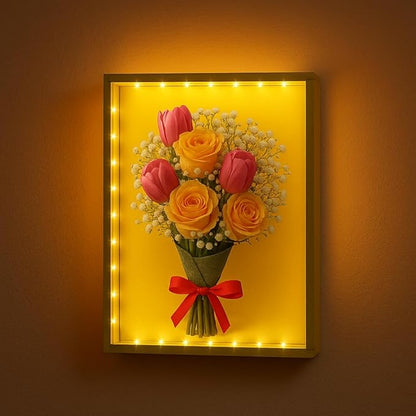 Dried Flower Shadow Box with LED Light | Changeable Artwork Display & Storage by LuxRound