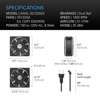 AC Infinity AXIAL S1225, 120mm Muffin Fan - Image 6