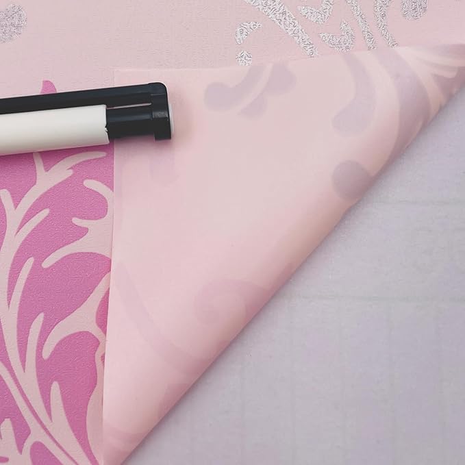Yifely Vintage Pink Damask Self-Adhesive Shelf Drawer Liner Moisture Proof PVC - Image 7