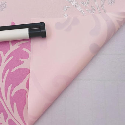 Yifely Vintage Pink Damask Self-Adhesive Shelf Drawer Liner Moisture Proof PVC - Image 7