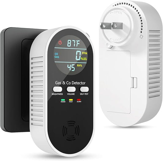 5-in-1 Carbon Monoxide Detectors, Natural Gas Leak Detector, Plug-in & Battery by VilfeLLC