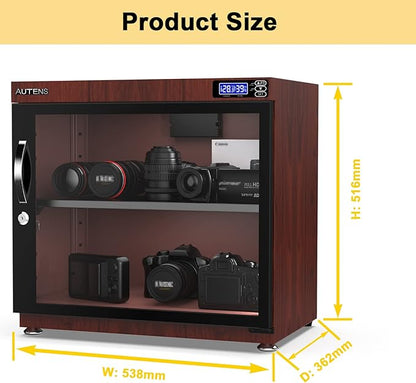 AUTENS 80L Dehumidifying Dry Cabinet Box, Wood grain Design Digital Control - Image 2