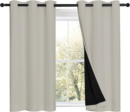 NICETOWN Natural 100% Blackout Curtains 45 inches Long, 2 Thick Layers by NICETOWN