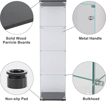 Yoluckea 4 Shelves Glass Display Cabinet - Image 3