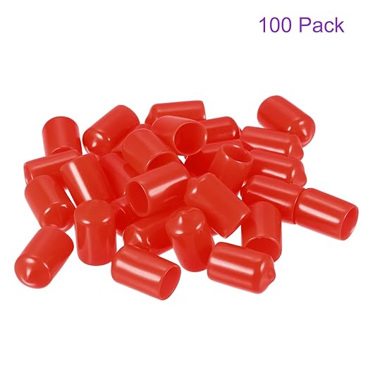 DMiotech 100 Pack 11mm ID Red Screw Thread Protectors Rubber End Caps Bolt - Image 6