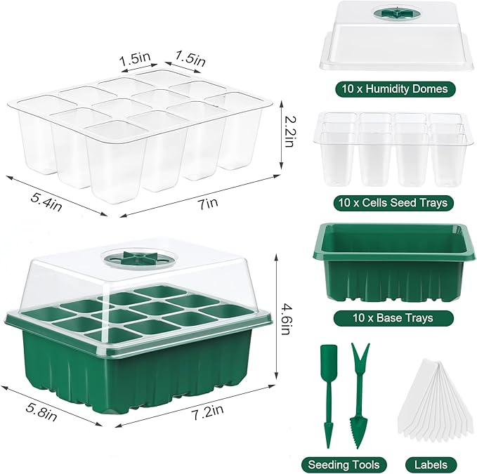 10 Pcks Seed Starter Tray 120 Cells Seed Starter Kit - Image 4