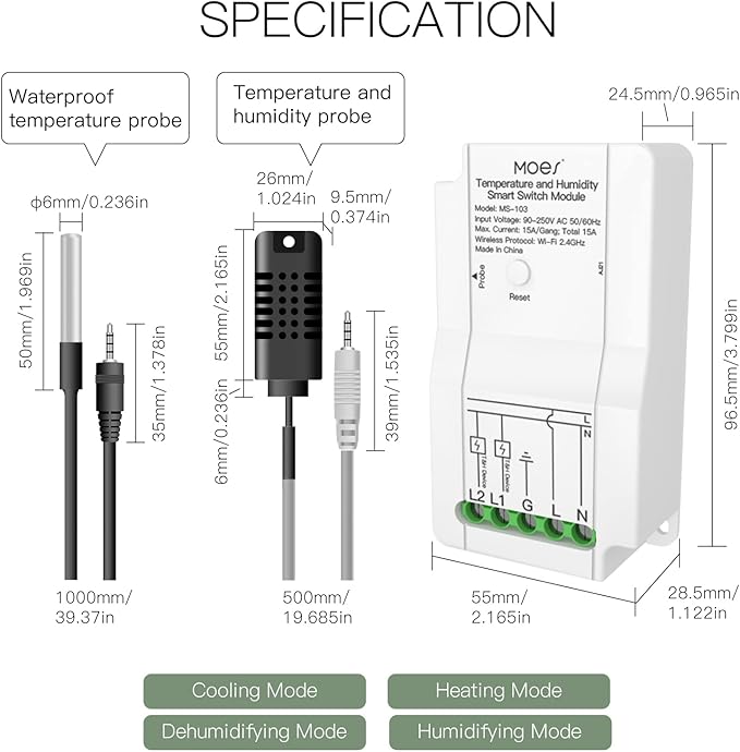 MOES WiFi Smart Temperature Switch Module Sensor - Image 6