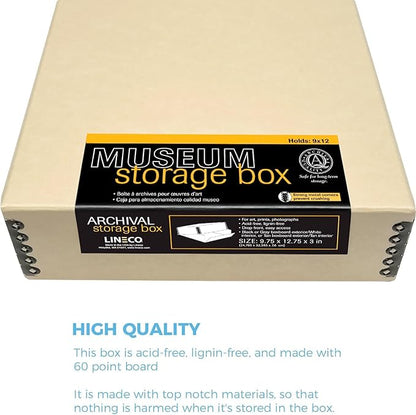 Lineco, 9x12 Tan Color Museum Archival Storage Box, Drop Front Design. Acid-Free - Image 5