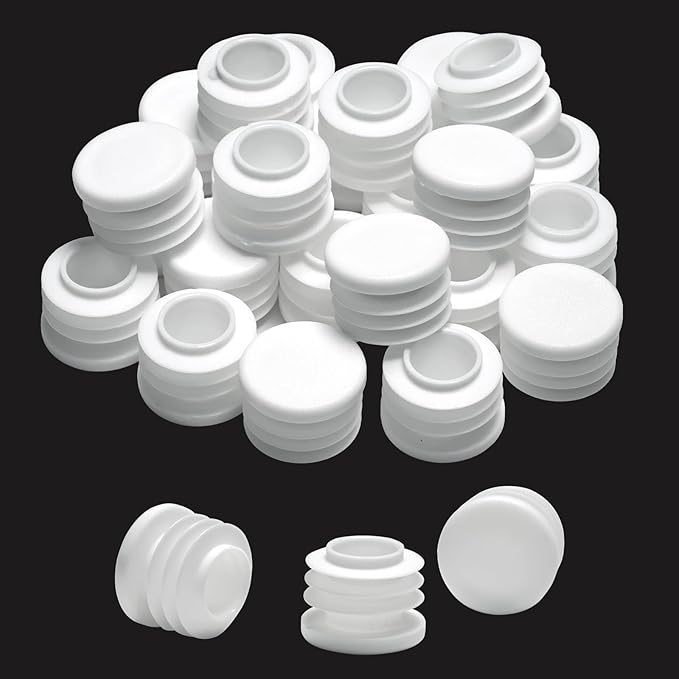 13/16" Plastic Hole Plugs White -Round Chair Leg Caps, Flush Mount Pipe Plugs by EASYEAH