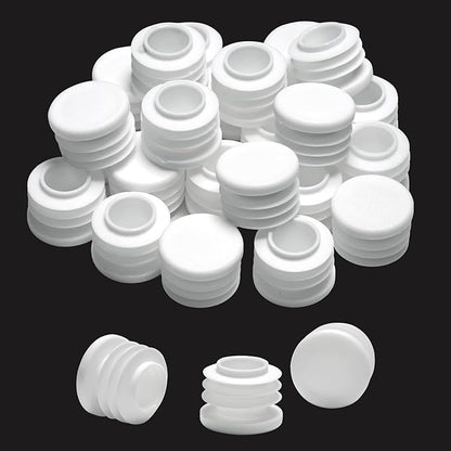 13/16" Plastic Hole Plugs White -Round Chair Leg Caps, Flush Mount Pipe Plugs by EASYEAH