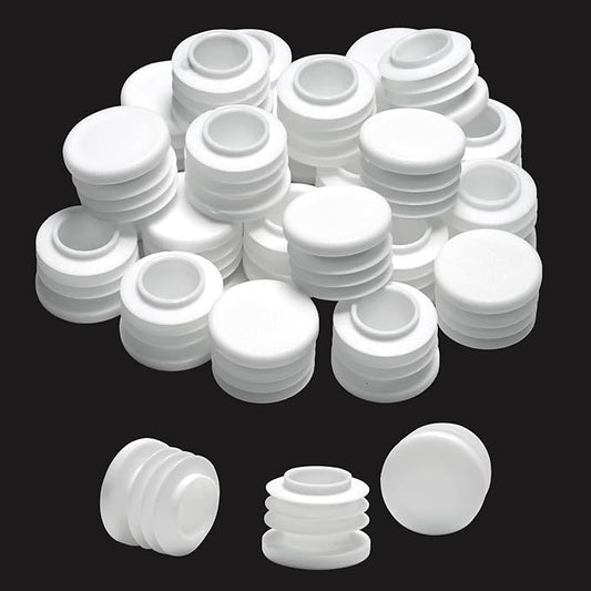 3/4" Plastic Hole Plugs White -Round Chair Leg Caps, Flush Mount Pipe Plugs by EASYEAH