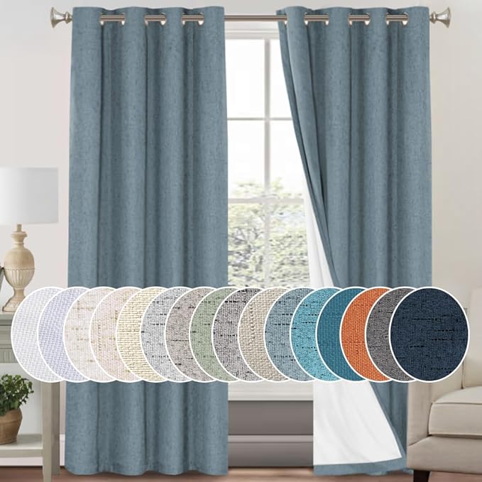 PrinceDeco 100% Blackout Linen Textured Curtains by PrinceDeco