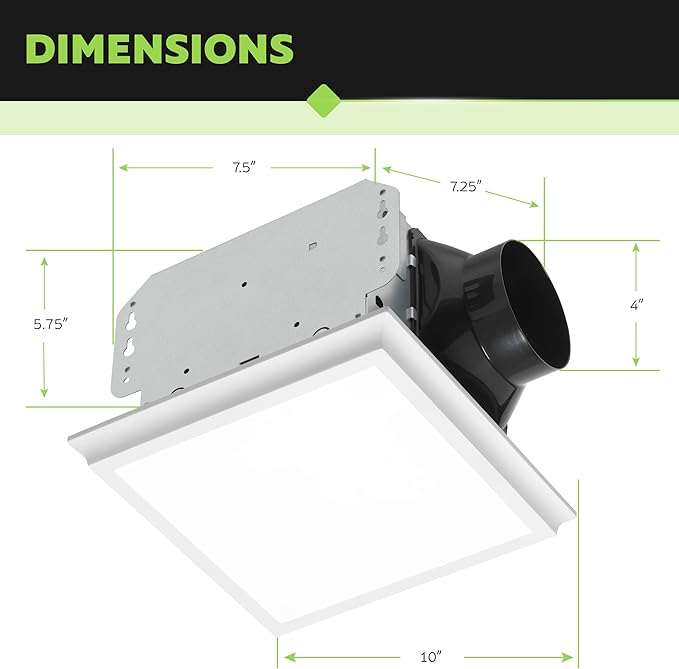 Homewerks 7141-80-G4 Bathroom Fan Integrated LED Light Ceiling Mount Exhaust - Image 4