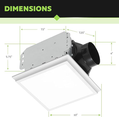 Homewerks 7141-110-G4 Bathroom Fan Integrated LED Light Ceiling Mount Exhaust - Image 4