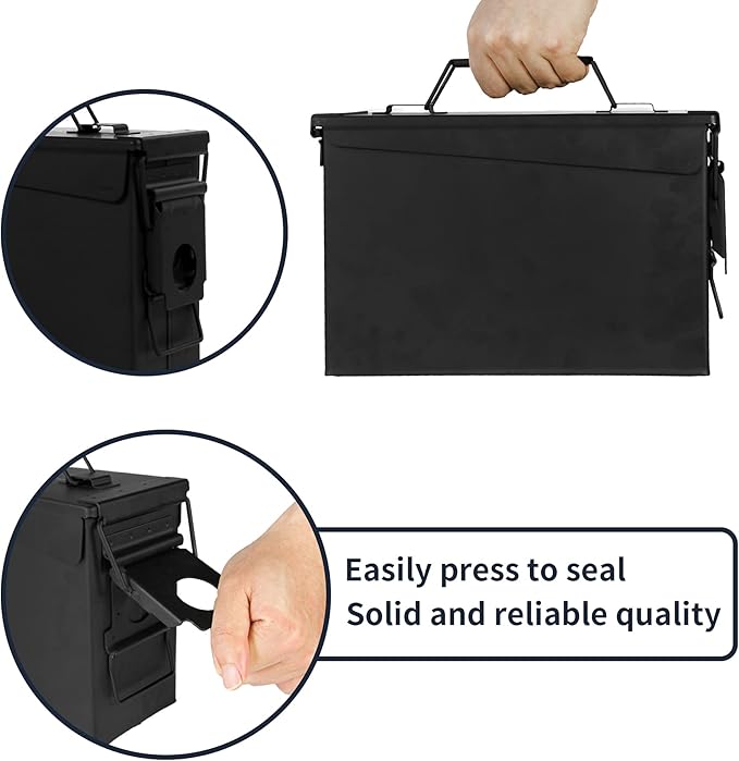 GUGULUZA Metal Ammo Can 30/50 Cal, Lockable Bullet Storage Case, Waterproof & - Image 5
