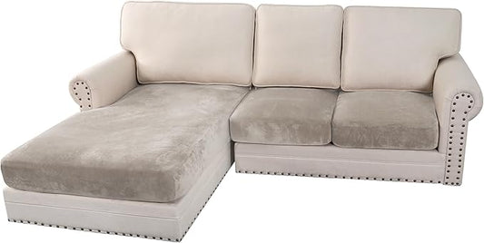 H.VERSAILTEX Velvet Stretch 3-Piece L Shape Sectional Couch Covers by HVERSAILTEX