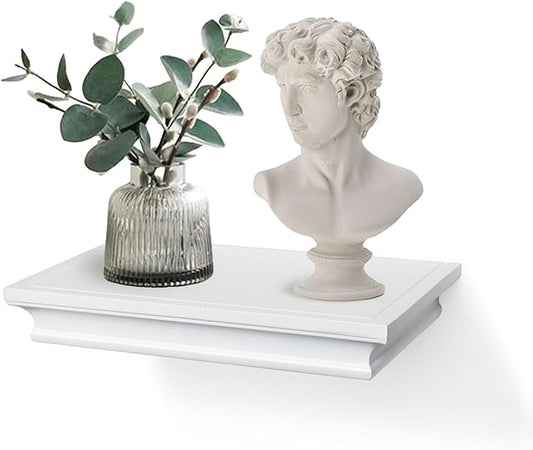 AHDECOR White Floating Shelves Wall Mounted, Deeper Wall Storage Shelf by AHDECOR