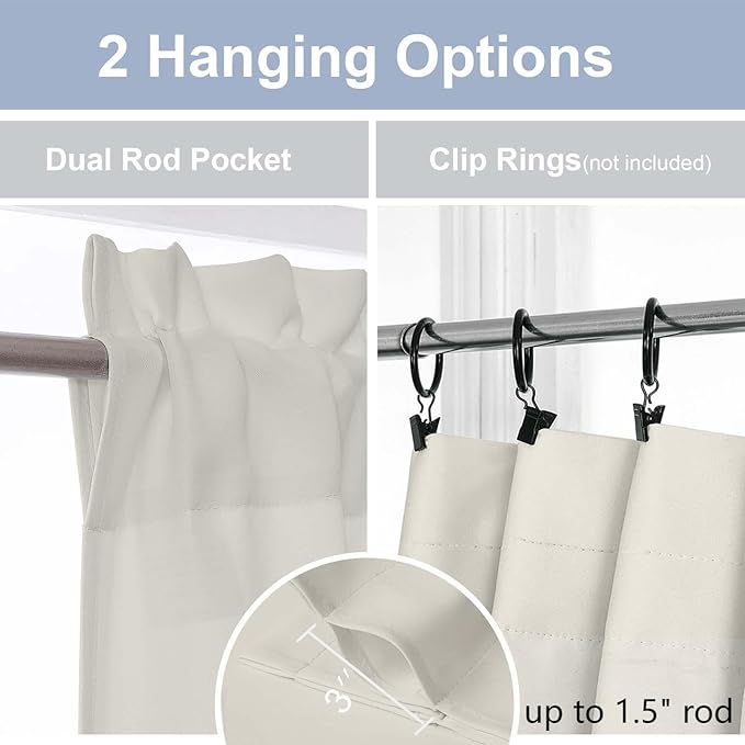 Chyhomenyc Natural Short Blackout Curtains 45 Inch Length, Small Kitchen - Image 5
