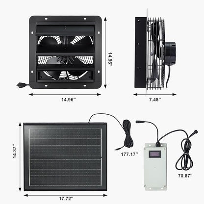 GROWNEER Solar Powered Exhaust Fan, 30W Solar Panel+12" High Speed Solar - Image 9