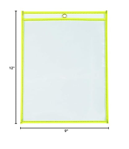 Box USA Neon Stitched Job Ticket Holders, Top Loading, 9 x 12", Reusable Vinyl - Image 2