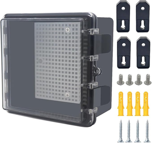 Junction Box, Hinged Black Clear Cover IP67 Waterproof ABS Project Box by Otdorpatio