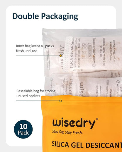 wisedry 50 Gram Silica Gel Packets Microwave Fast Reactivate Desiccan Packs - Image 7