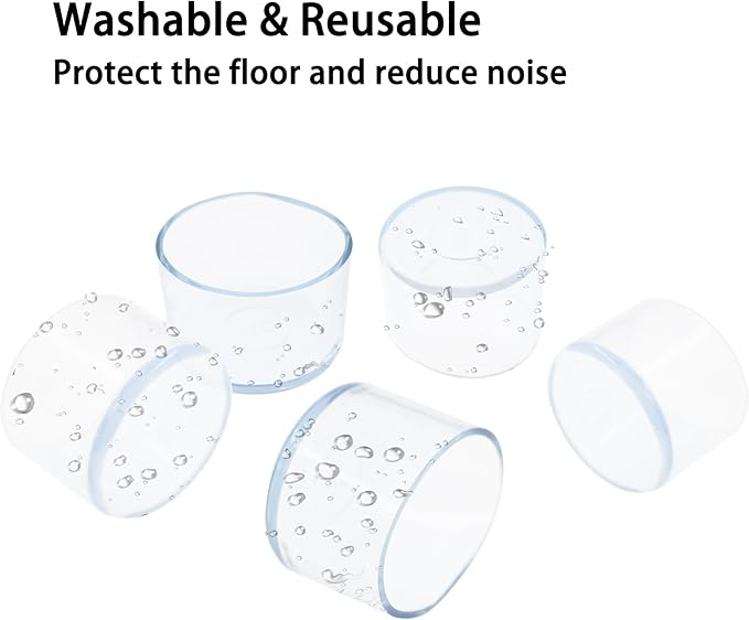 Round Chair Leg Caps, PVC Furniture Feet Covers, TTZEZE Transparent Round Floor - Image 5