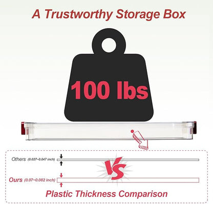 A4 Storage File Box 9 X 13 Clear Stackable Slim Plastic Portable Project Case - Image 2