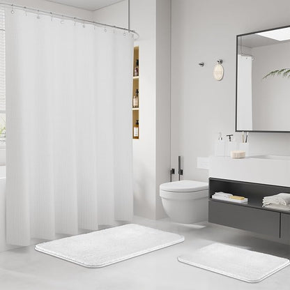 White Bathroom Set, Natural Loofah Sponge, Soap Dispenser, Toothbrush Holder - Image 2