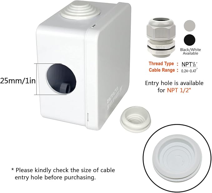 LeMotech Junction Box, ABS Plastic IP55 Water Resistant and Dustproof, - Image 5