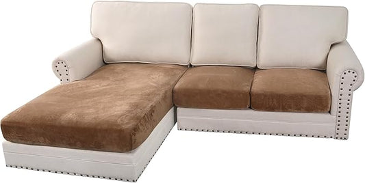 H.VERSAILTEX Velvet Stretch Sectional Couch Covers 3 Pieces Sofa Seat Cushion by HVERSAILTEX