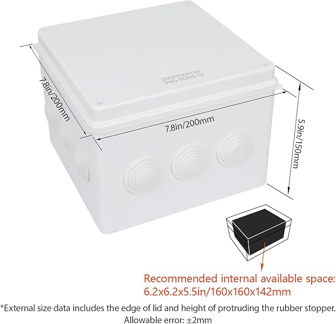 LeMotech Junction Box, ABS Plastic IP65 Waterproof and Dustproof, Universal - Image 2