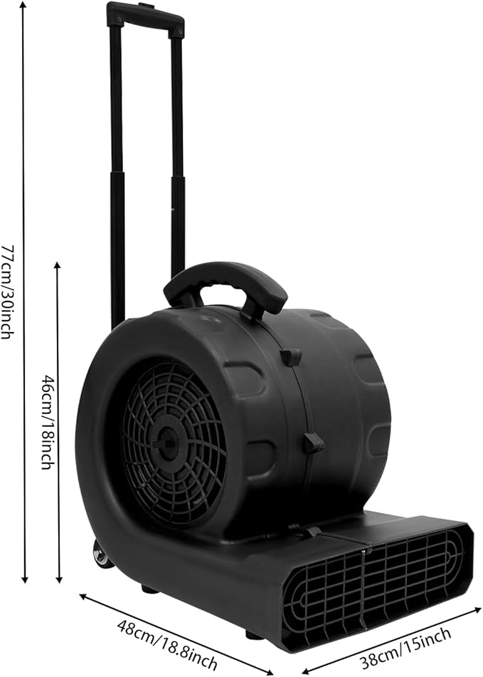 Commercial Floor Blower Dryer 750W, 3-Speed & 3-Angle Adjustable Air Mover - Image 3