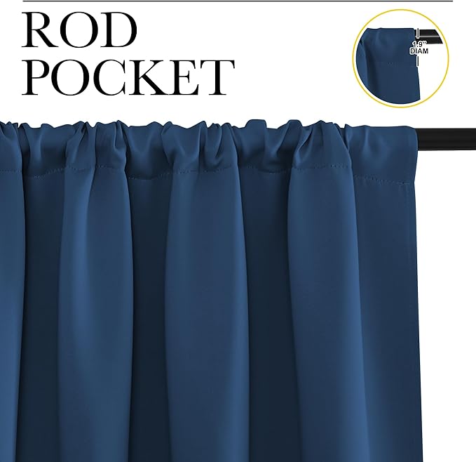 NICETOWN Kitchen Curtains, Moroccan Blue, Short Blackout Curtains & Drapes - Image 2