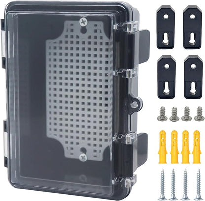 Junction Box, Hinged Black Clear Cover IP67 Waterproof ABS Project Box by Otdorpatio