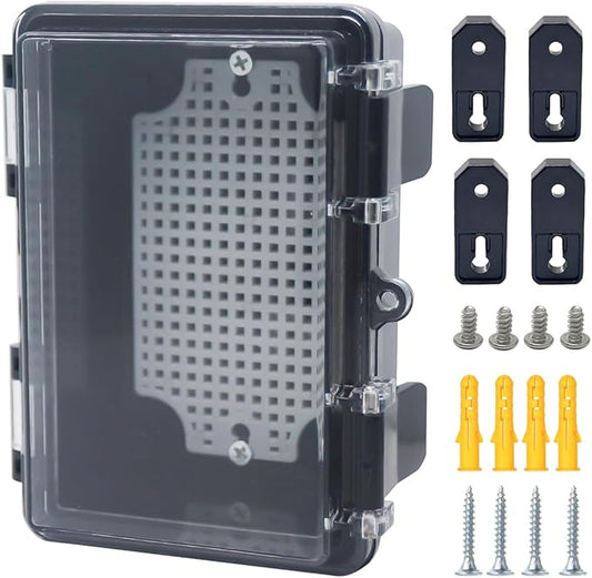 Junction Box, Hinged Black Clear Cover IP67 Waterproof ABS Project Box by Otdorpatio
