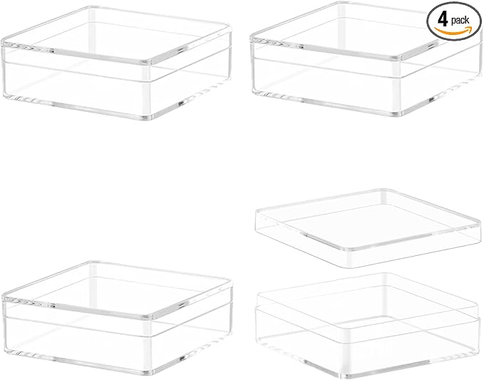Clear Square Cube Acrylic Box 4 Packs by LOVPLAY