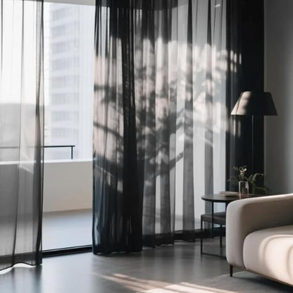 Dreaming Casa Solid Sheer Curtains 102 Inches Long Black Rod Pocket Voile - Image 7