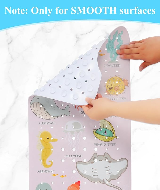 Bath Mat for Tub Non Slip, Machine Washable Anti-Slip Cartoon Baby Bathtub - Image 4