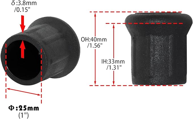 Flyshop 1", 25 mm, Patio Round Chair Leg Caps, Furniture Table Feet Covers - Image 2