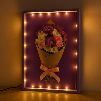 Shadow Box with LED Light Dried Flowers Changeable Artwork Photos Display & by LuxRound