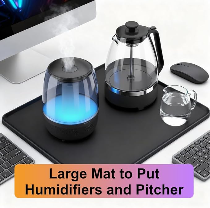 Silicone Drip Mat for Humidifiers, 23.6x15.8 Raised Edge Drips Tray Compatible - Image 5