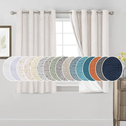 PrinceDeco Ivory 100% Blackout Curtains 54" Long Blackout Curtains by PrinceDeco