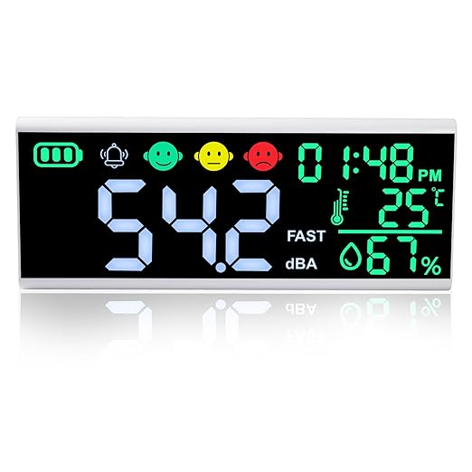 Decibel Meter 13 inches 30~130dB Sound Level Meter, Large LCD Display Wall by TEKCOPLUS