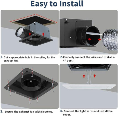 Bathroom Exhaust Fan 88CFM 1.0 Sone, Ultra-quiet Bathroom Vent Fan System - Image 7