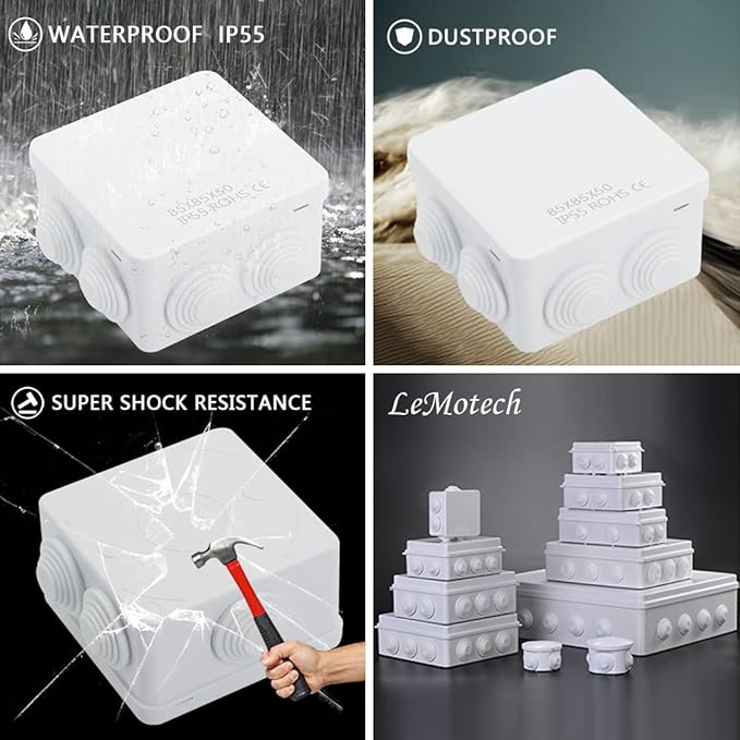 LeMotech ABS Plastic Dustproof Water Resistant IP55 Junction Box Universal - Image 8