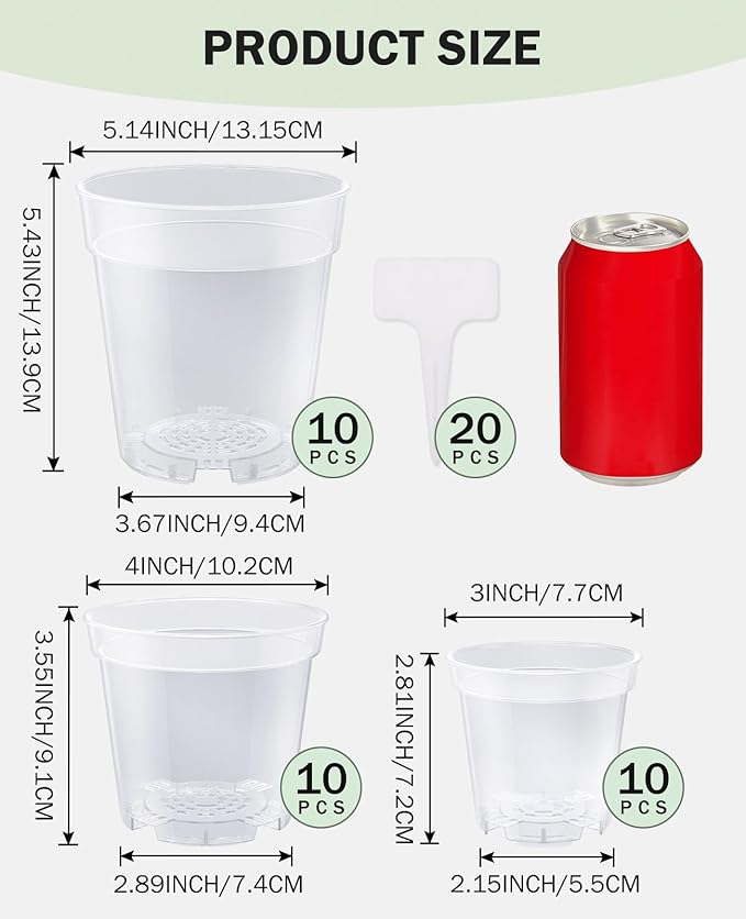 homenote Nursery Pots 30 Pack, 3/4/5 Inch Plant Pot - Image 7