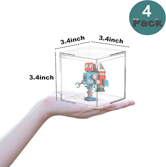 Acrylic Box Clear Boxes with Lids 4 Pieces Acrylic Display Cube Graduation - Image 2
